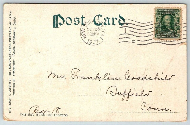 1907   First Baptist Church  Hamilton  New York   Postcard