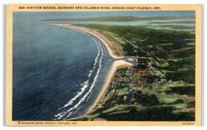 1940 Aerial View of Seaside, Gearhart, and Columbia River, OR Postcard