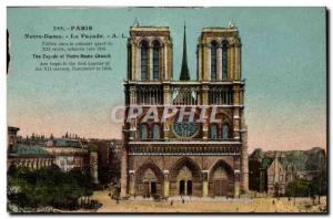 Paris - 4 - Notre Dame - The Facade - Old Postcard