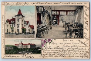 Germany Postcard Greetings from Jug to Green Wreath Stollberg Multiview 1905