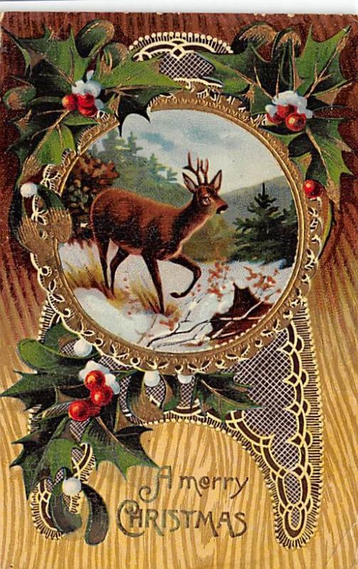 Christmas Post Card Old Vintage Antique Xmas Postcard Writing on back