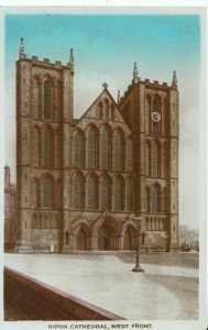 Yorkshire Postcard - Ripon Cathedral - West Front - Ref TZ2475