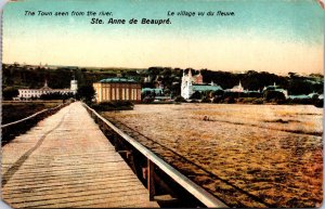 Canada Town Seen From The River Ste. Anne de Beaupré Vintage Postcard C027