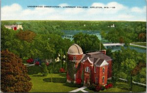 Vtg 1930s Underwood Observatory Lawrence College Appleton Wisconsin WI Postcard