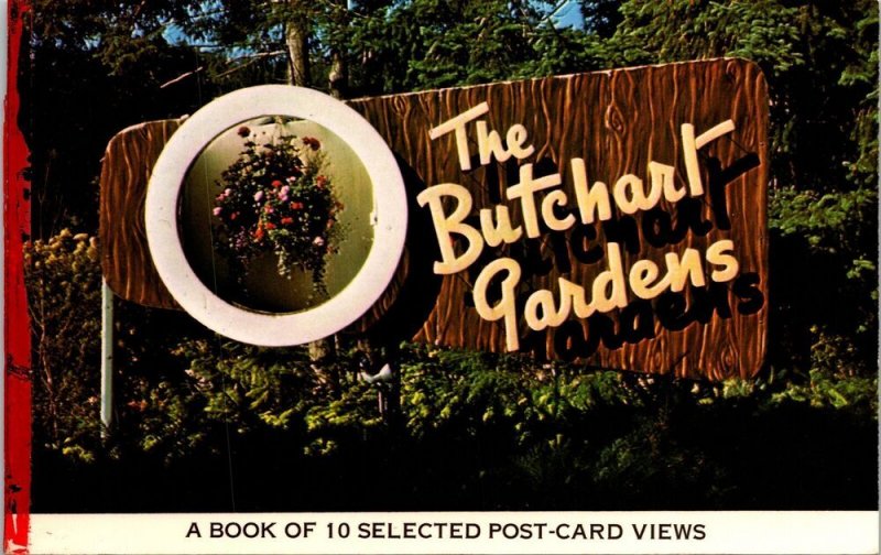 Butchart Gardens Sign Postcard VTG UNP Vancouver BC Canada Vintage Unused Chrome 