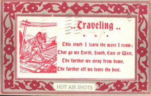 1910 Hot Air Shots Traveling This Truth I Learn the More I Roam Vintage Postcard