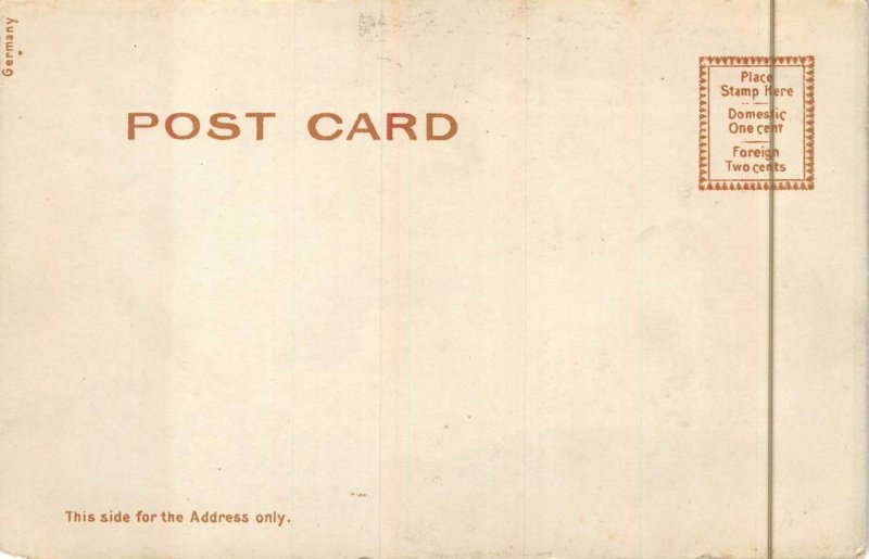 MAN WITH APES TO LEFT & RIGHT HOLD TO LIGHT NOVELTY POSTCARD (c.1905)