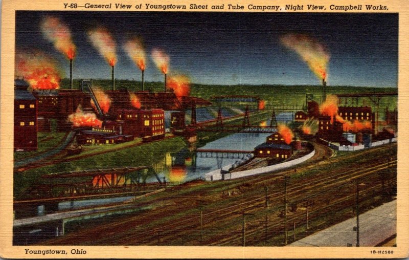 Ohio Youngstown General Night View Of Youngstown Sheet and Tube Company 1954 ...