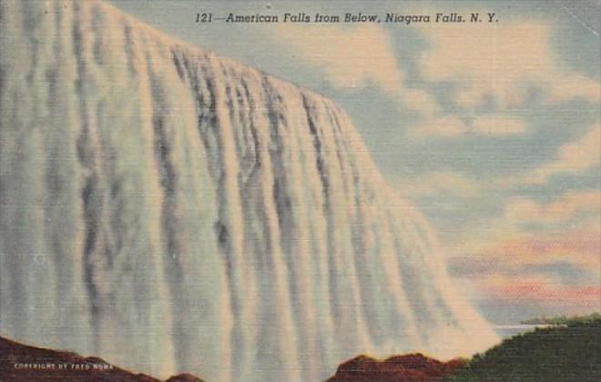 New York Niagara Falls Amerian falls From Below Curteich