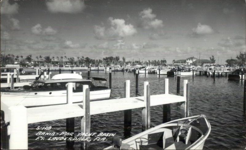 DFt. Lauderdale FL Bahia Mar Yacht Basin Real Photo Postcard