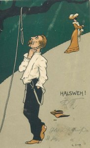 Halsweh ! hangman sore throat artist caricature 1905