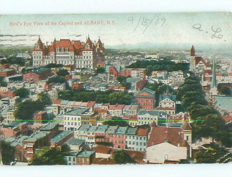 Divided-Back AERIAL VIEW OF TOWN Albany New York NY n4047