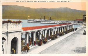 Lake George New York 1920s Postcard East End Of pergola and Steamboat Landing