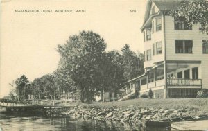 Winthrop Maine Maranacook Lodge roadside American Art Postcard 21-10706