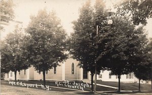 Weedsport NY St Josephs Church And Rectory, Real Photo Postcard