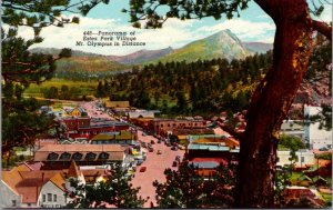 Postcard Panorama of Estes Park Village Mt. Olympus in Distance, Colorado