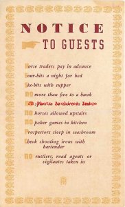 Advertising Postcard, Hutson Hotel,Notice to Guests,Kansas City Lawrence Wichita
