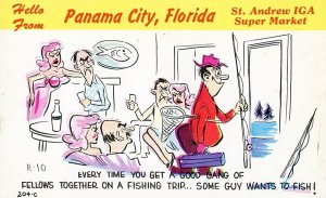 Postcard Comical Hello From Panama City,FL St.Andrew IGA Super Market.   Y9