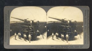 REAL PHOTO FORTRESS MONROE VIRGINIA 12 GUNS US ARMY STEREOVIEW CARD