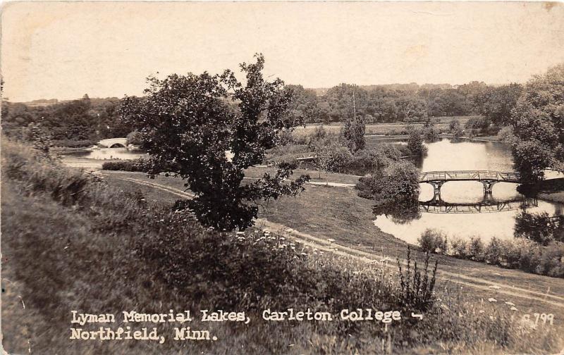 D46/ Northfield Minnesota RPPC Postcard '36 Carlton College Lyman Memorial Lakes