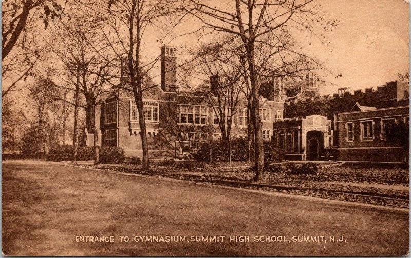 VINTAGE POSTCARD ENTRANCE TO THE GYMNASIUM SUMMIT HIGH SCHOOL SUMMIT N.J. c 1910