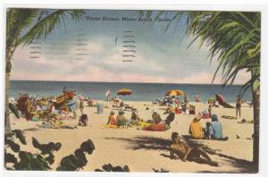 Winter Riviera Miami Beach Scene Florida 1951 postcard