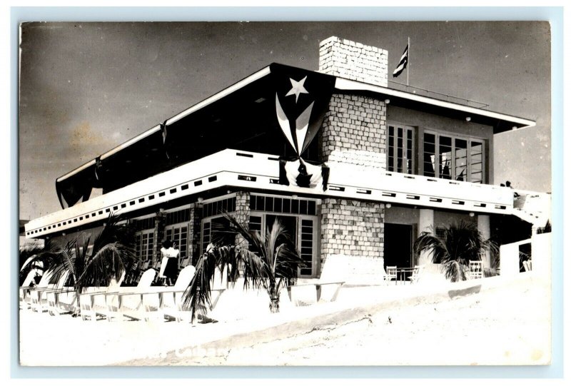 Club DE Oficiales Caibarien Cuba Real Photo RPPC Postcard