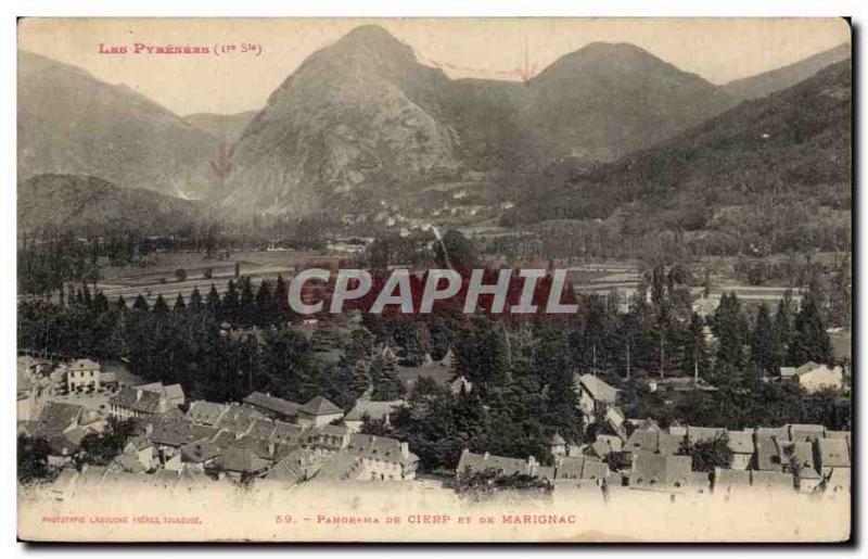 Old Postcard Panorama Cierp and Marignac