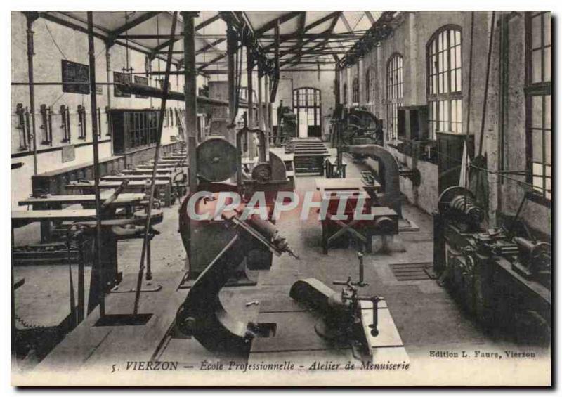 Old Postcard Vierzon Professional School Carpentry Workshop