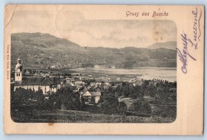 Nidwalden Switzerland Postcard Greetings from Buochs Aerial View c1905