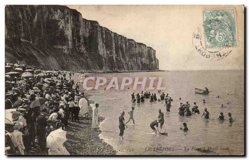 Treport - The Beach has high tide - Old Postcard