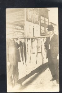 RPPC TORONTO CANADA LAKE FISHING FISH CATCH MEN SUITS REAL PHOTO POSTCARD