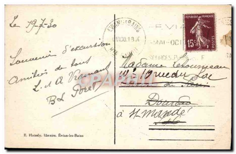 Old Postcard Geneva and Mont Blanc