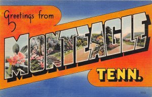 J39/ Monteagle Tennessee Postcard Linen Large Letter Greetings from 68