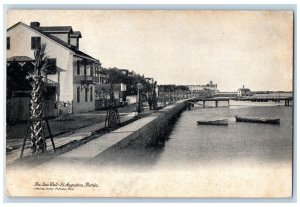 c1905 Boats at The Sea Wall St. Augustine Florida FL Antique Unposted Postcard
