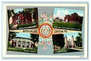 c1930's Bates College Multiview Lewiston Maine ME Vintage Postcard