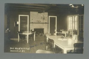 Waverly NEW YORK RP 1918 INTERIOR RESTAURANT Iron Kettle nr Owego Elmira Corning