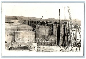 Spillway Control Gates & Bridge Construction Fort Peck MT RPPC Photo Postcard