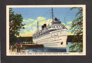 MI SS South American Ship Steamship Steamer Isle Royale Park Michigan Postcard