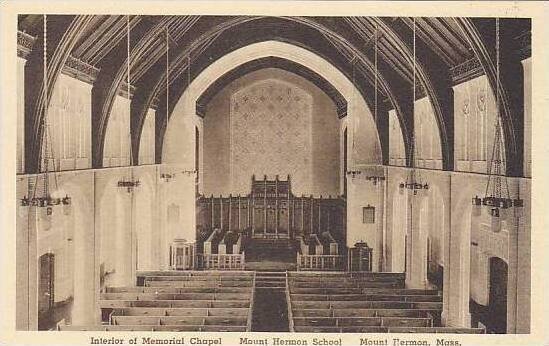 Massachusetts Mount Herman Interior Of Memorial Chapel Mount Herman School Al...