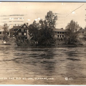 1930 Elkhart, Ind. St. Joseph River RPPC Homes Victorian House Joe Photo IN A154