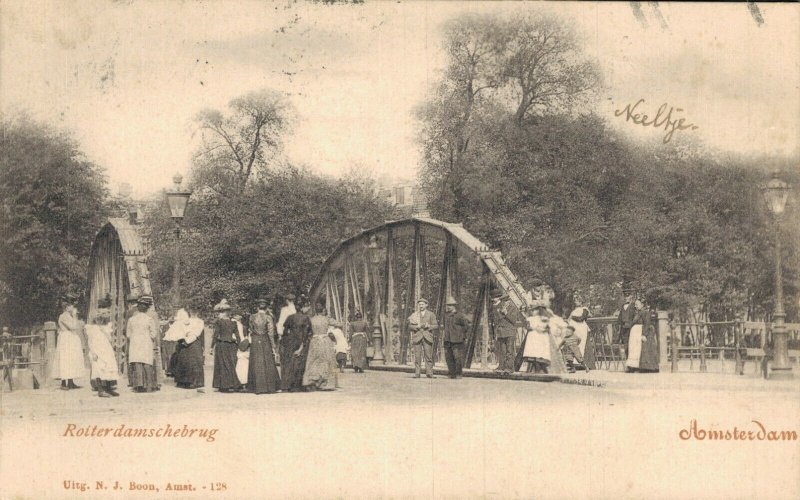 Netherlands Amsterdam Rotterdamse Brug Vintage Postcard 08.33