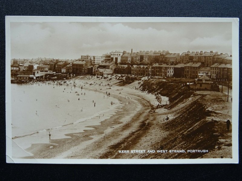 N.I. Antrim PORTRUSH Kerr Street & West Strand c1940 RP Postcard by R.B. Adams