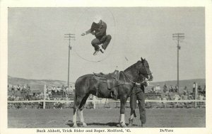 c1945 Postcard; Buck Abbott Trick Rider & Roper Medford OR Rodeo Western Cowboy