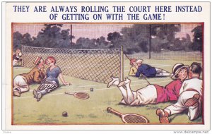 1900-1910's; Couples On A Tennis Court, The Are Always Rolling The Court Her...