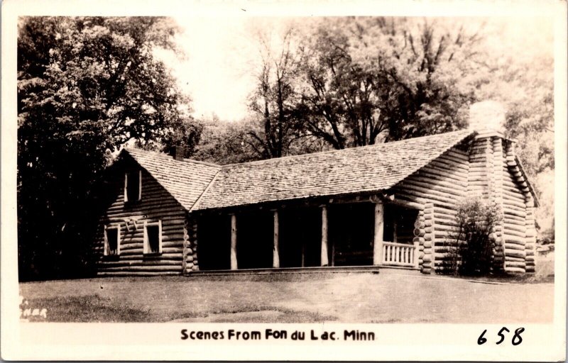 Real Photo Postcard Cabin, Scenes From Fund du Lac, Minnesota