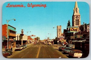 Laramie, Wyoming  Third Street  Mobil Gas Station   Postcard