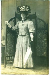 RPPC, Lady with a umbrella