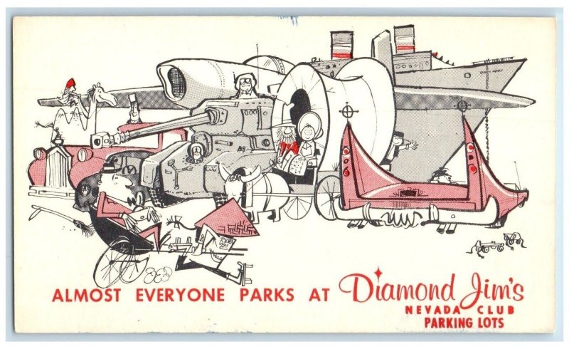 c1940 Diamond Jim's Parking Lots Las Vegas Nevada Club Vintage Antique Postcard