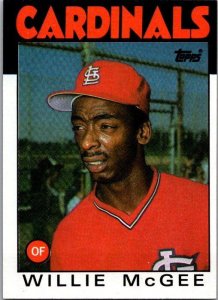 1986 Topps Baseball Card Willie McGee St Louis Cardinals sk10726